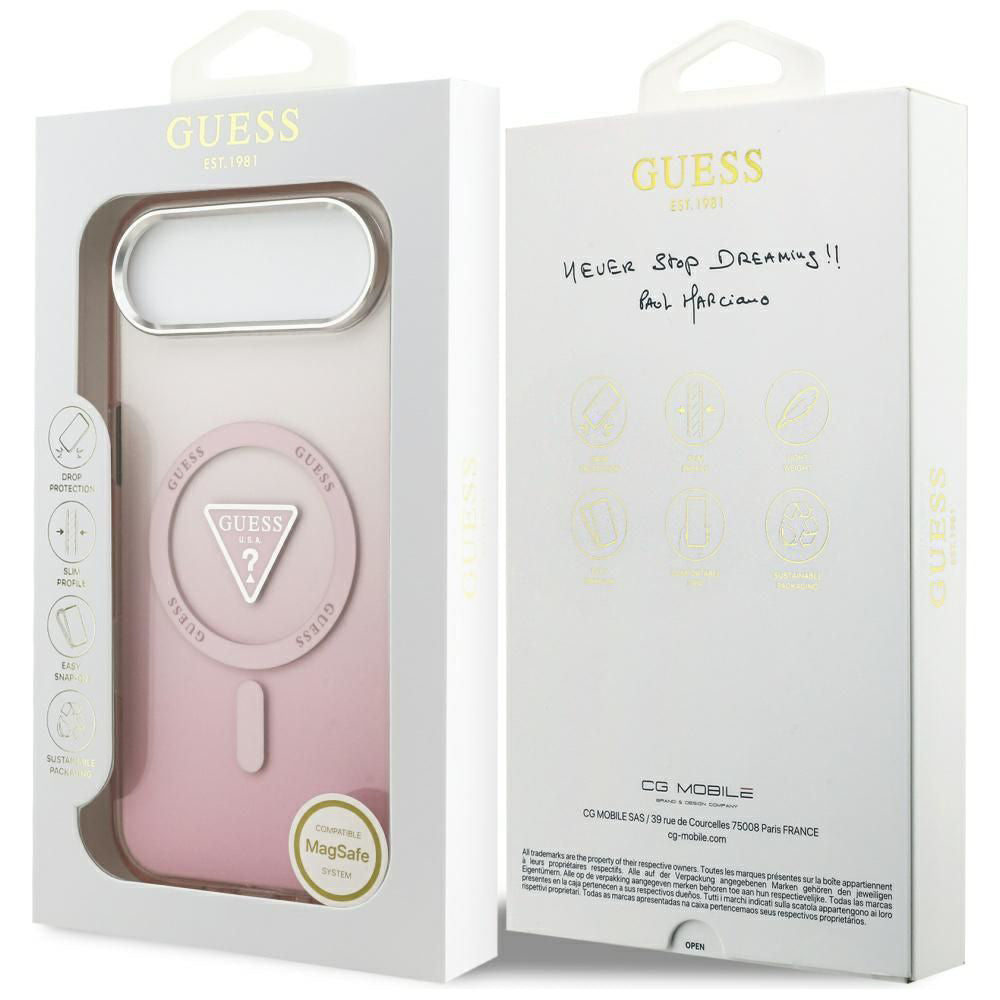 MagSafe Hülle für Apple iPhone 17 Air, Guess, IML Gradient Triangle Logo, Rosa