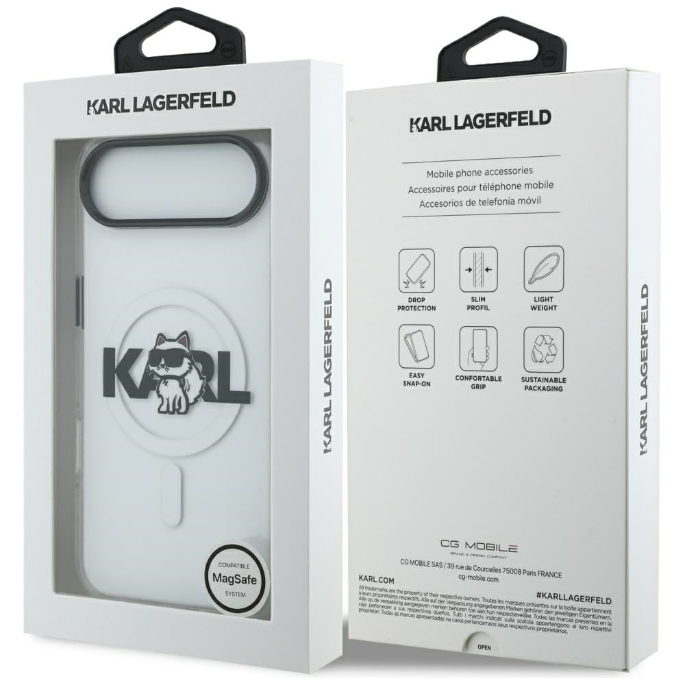 MagSafe Hülle für Apple iPhone 17 Air, Karl Lagerfeld, IML Sketch Logo Choupette, Transparent