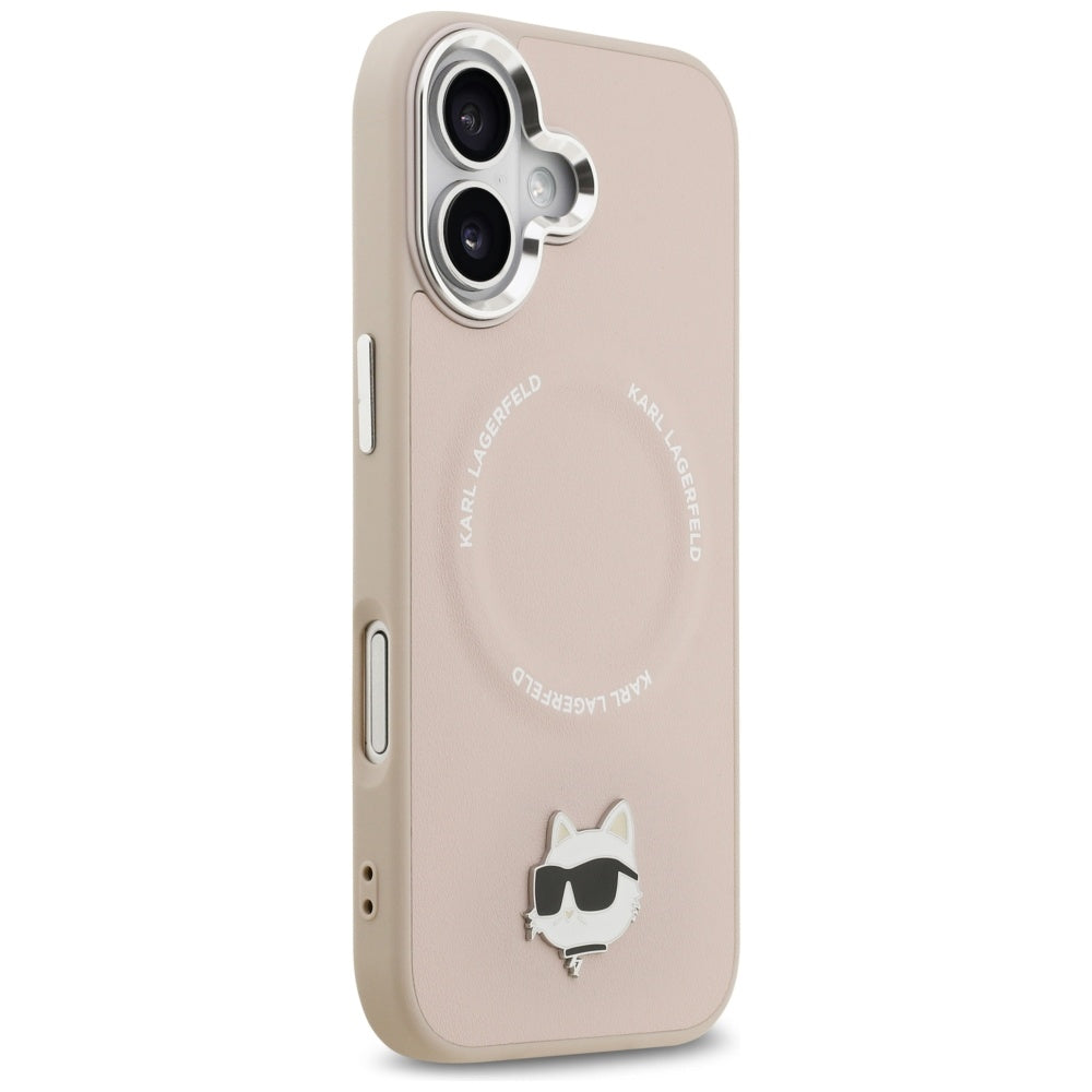 MagSafe Hülle für Apple iPhone 17, Karl Lagerfeld, Choupette Pin, Rosa
