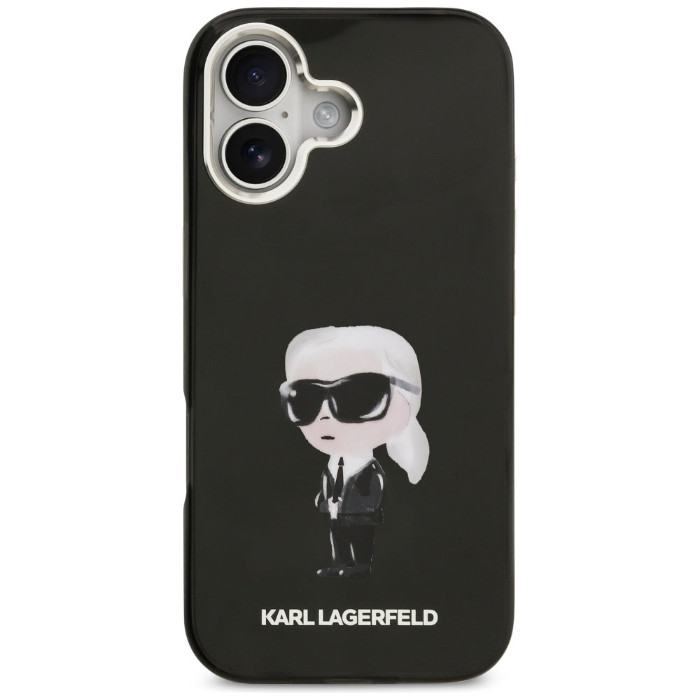 MagSafe Hülle für Apple iPhone 17, Karl Lagerfeld, IML Aquarelle Karl Ikonik, Schwarz