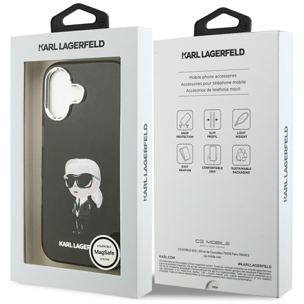 MagSafe Hülle für Apple iPhone 17, Karl Lagerfeld, IML Aquarelle Karl Ikonik, Schwarz