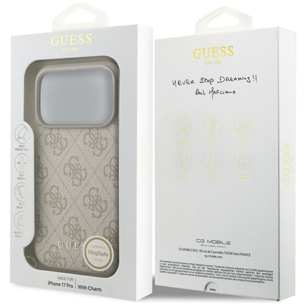 MagSafe Hülle für Apple iPhone 17 Pro, Guess, 4G Charm Cradle, Rosa