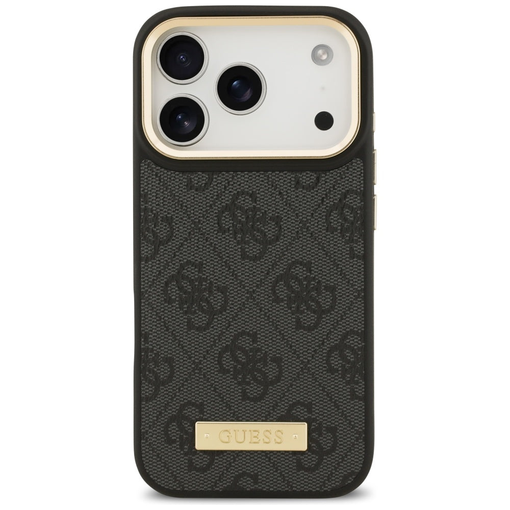 MagSafe Case for Apple iPhone 17 Pro, Guess, 4G Logo Plate, Black