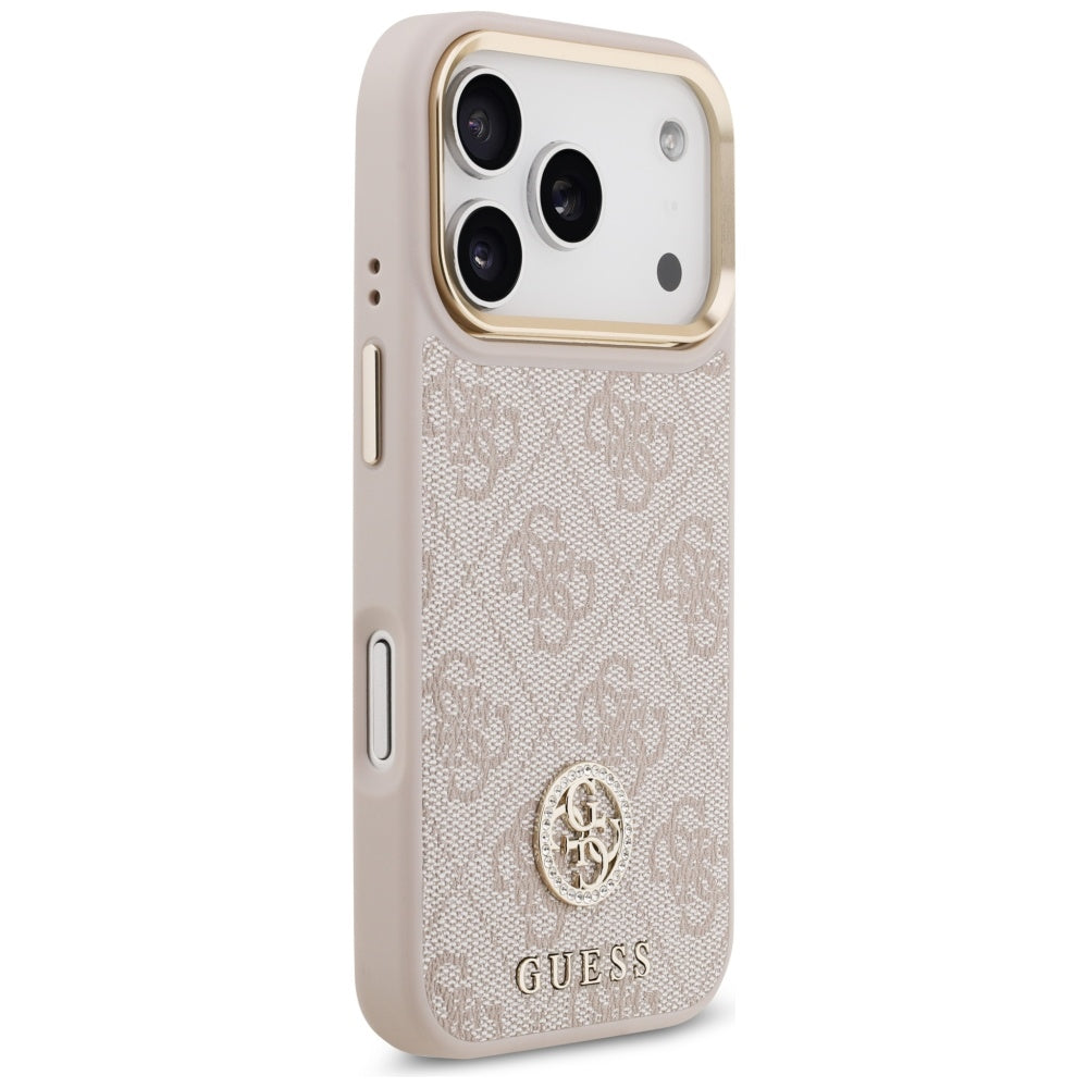 MagSafe Hülle für Apple iPhone 17 Pro, Guess, 4G Strass Logo, Rosa