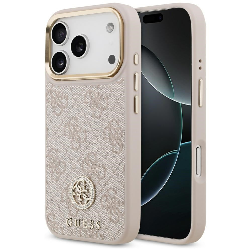 MagSafe Hülle für Apple iPhone 17 Pro, Guess, 4G Strass Logo, Rosa
