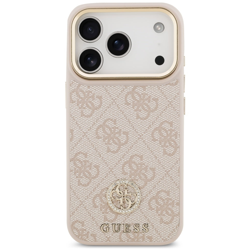 MagSafe Hülle für Apple iPhone 17 Pro, Guess, 4G Strass Logo, Rosa