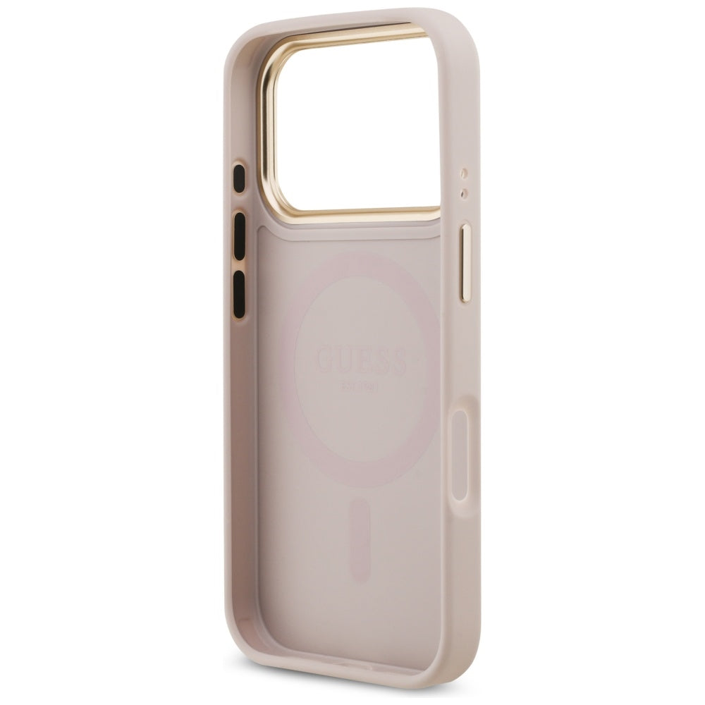 MagSafe Hülle für Apple iPhone 17 Pro, Guess, 4G Strass Logo, Rosa