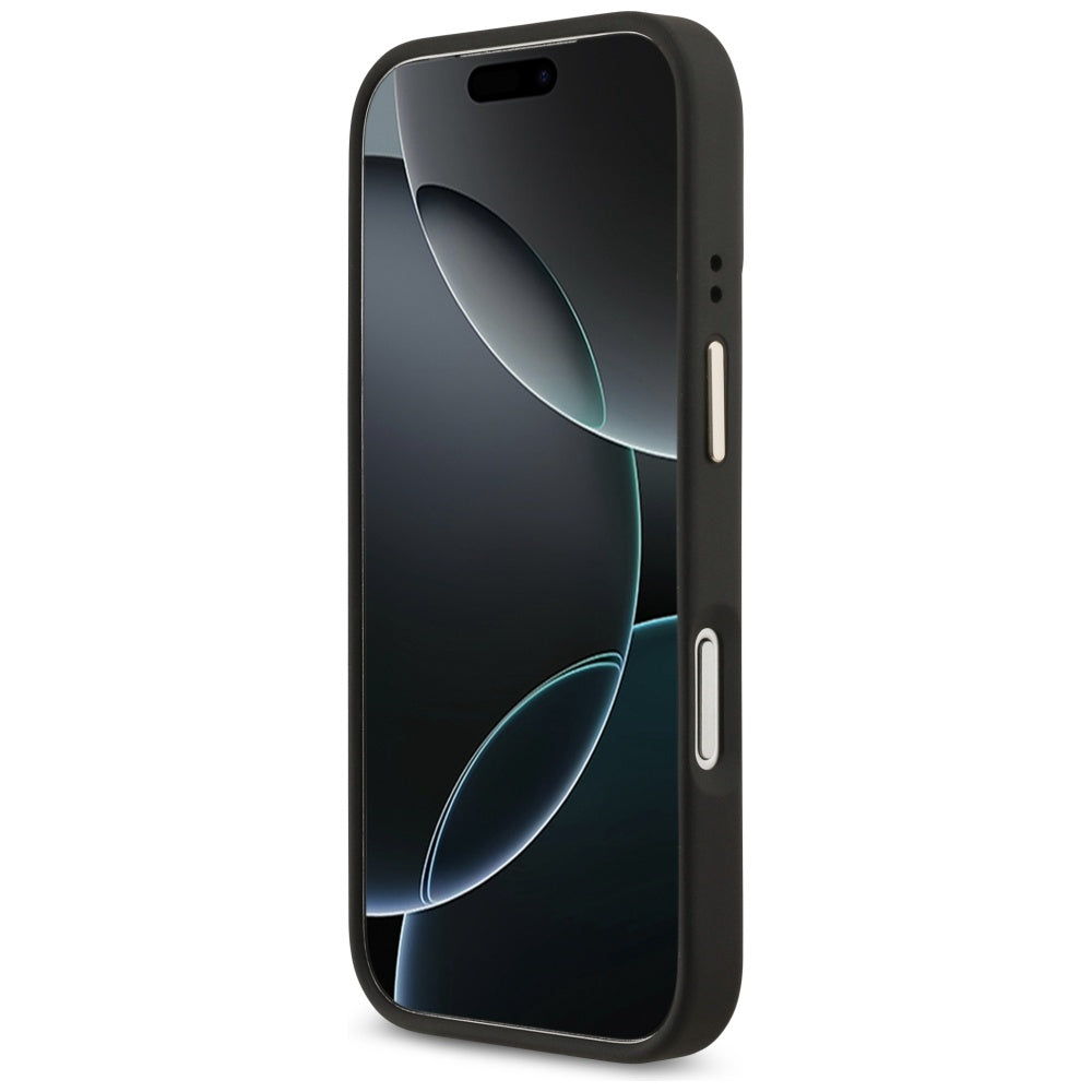 MagSafe Hülle für Apple iPhone 17 Pro, Guess, 4G Strass Logo mit großem Band, Schwarz