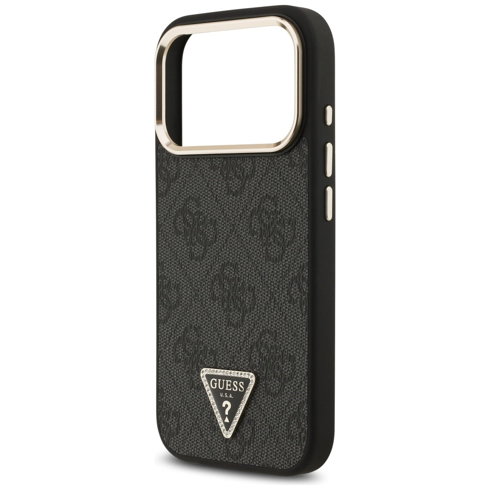 MagSafe Hülle für Apple iPhone 17 Pro, Guess, 4G Triangle Logo, Schwarz Gold