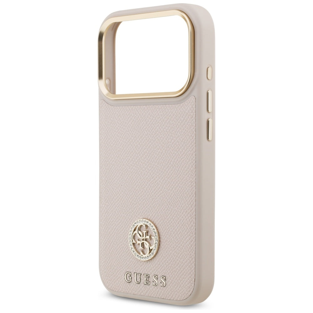 MagSafe Hülle für Apple iPhone 17 Pro, Guess, Grained Strass Logo, Rosa