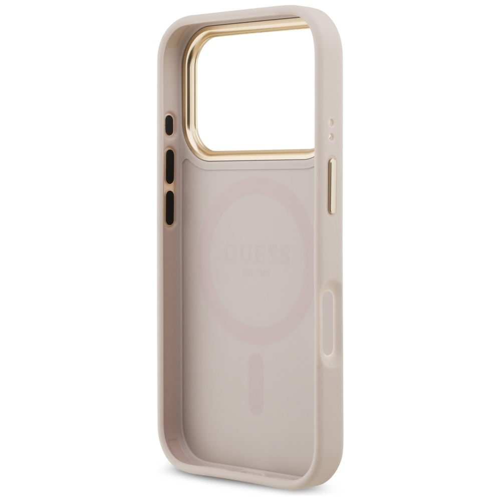 MagSafe Hülle für Apple iPhone 17 Pro, Guess, Grained Strass Logo, Rosa