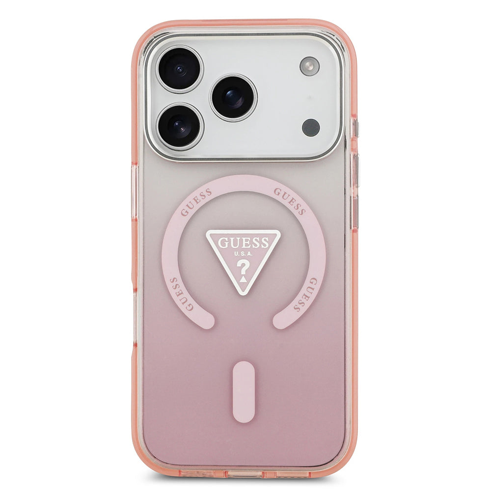 MagSafe Hülle für Apple iPhone 17 Pro, Guess, IML Gradient Triangle Logo, Rosa
