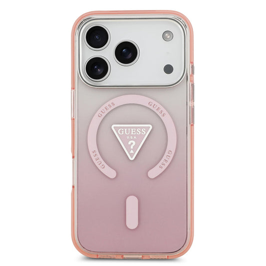 MagSafe Hülle für Apple iPhone 17 Pro, Guess, IML Gradient Triangle Logo, Rosa
