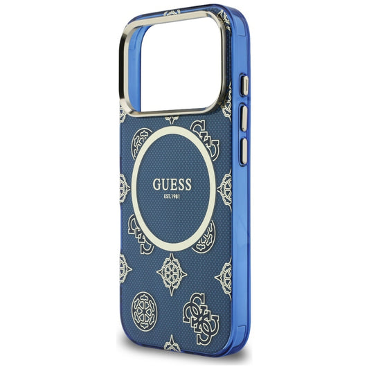 MagSafe Hülle für Apple iPhone 17 Pro, Guess, IML Peony Dot, Blau