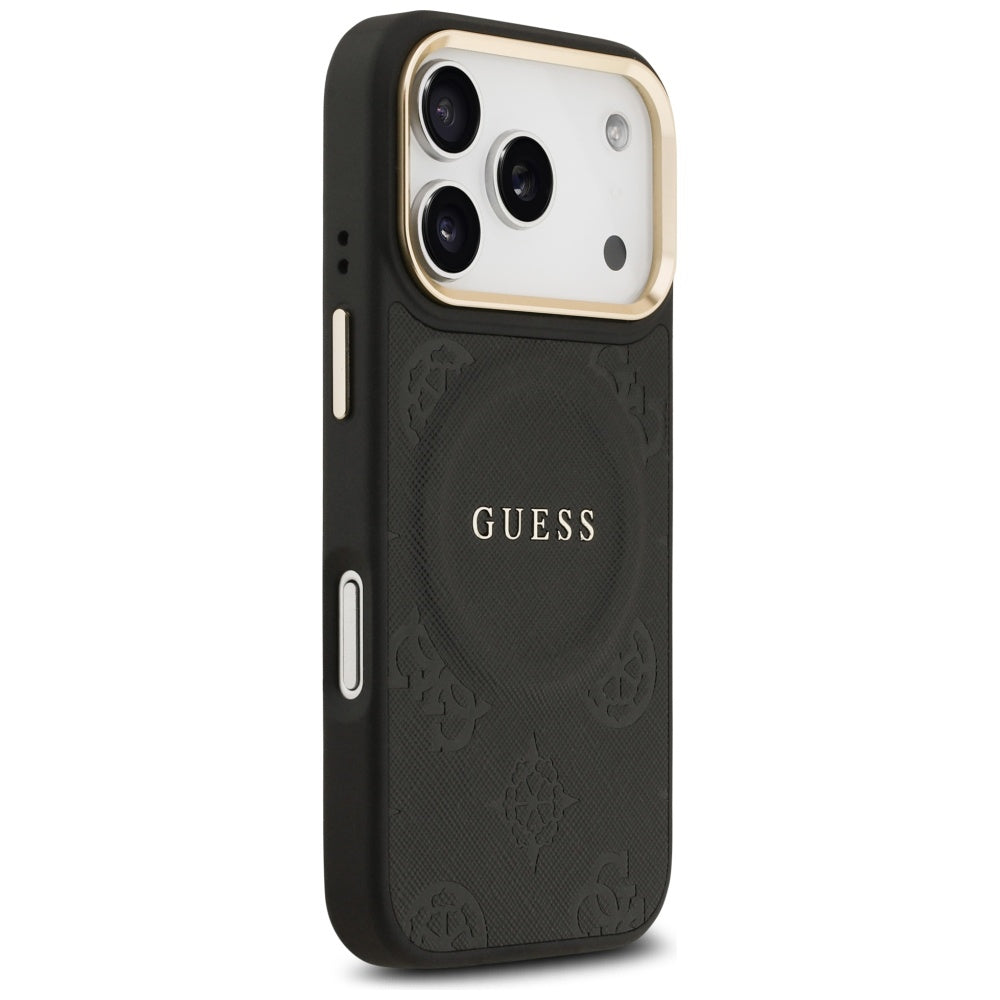 MagSafe Hülle für Apple iPhone 17 Pro, Guess, Peony Hot Stamp, Schwarz