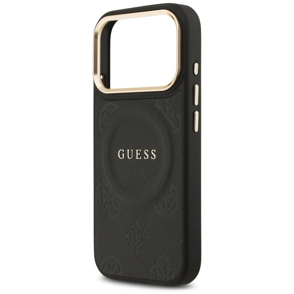 MagSafe Hülle für Apple iPhone 17 Pro, Guess, Peony Hot Stamp, Schwarz