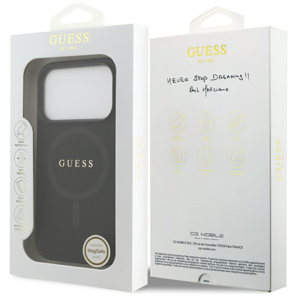 MagSafe Case for Apple iPhone 17 Pro, Guess, Saffiano Classic Logo, Black
