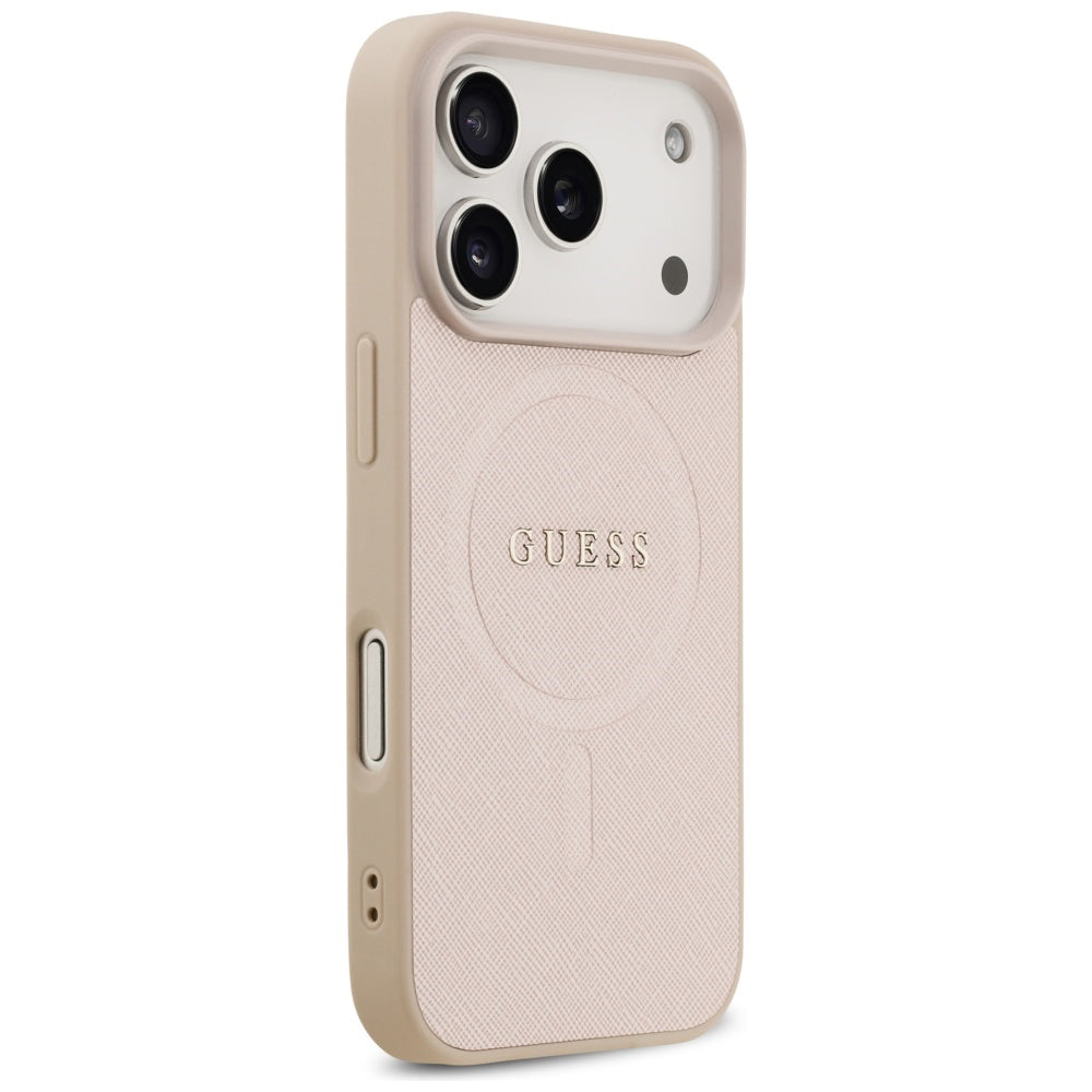 MagSafe Hülle für Apple iPhone 17 Pro, Guess, Saffiano Classic Logo, Rosa