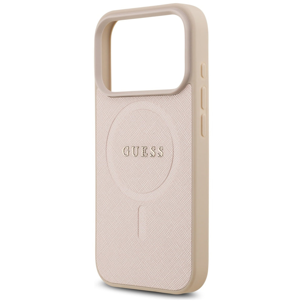 MagSafe Hülle für Apple iPhone 17 Pro, Guess, Saffiano Classic Logo, Rosa