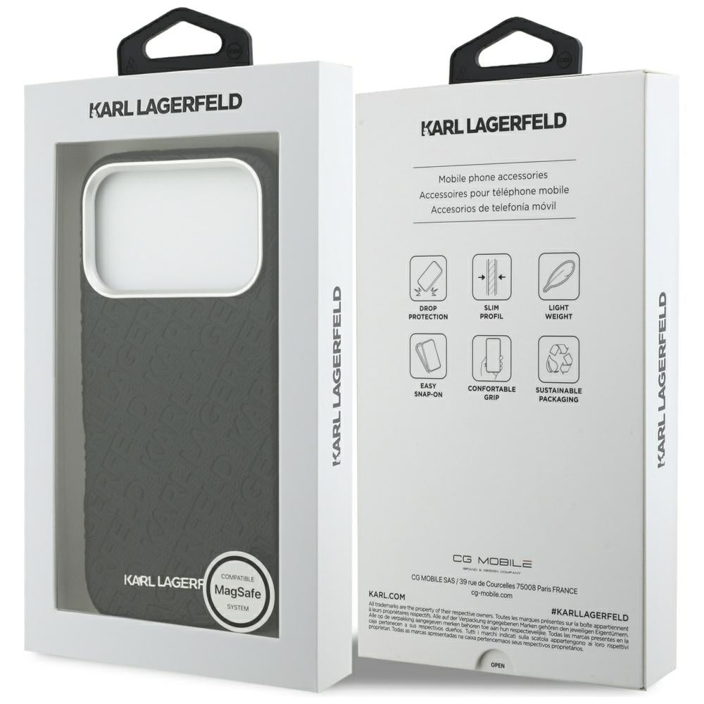MagSafe Hülle für Apple iPhone 17 Pro, Karl Lagerfeld, FW Stamped Karl, Schwarz