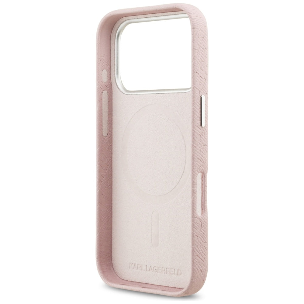 MagSafe Hülle für Apple iPhone 17 Pro, Karl Lagerfeld, FW Stamped Karl, Rosa