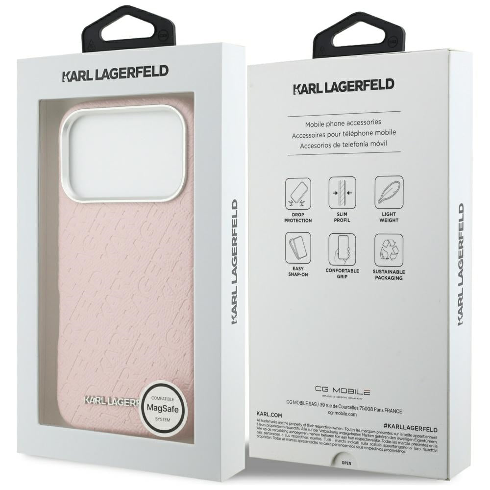 MagSafe Hülle für Apple iPhone 17 Pro, Karl Lagerfeld, FW Stamped Karl, Rosa