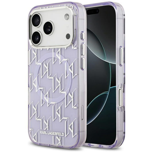 MagSafe Hülle für Apple iPhone 17 Pro, Karl Lagerfeld, IML KL Monogram, Lila