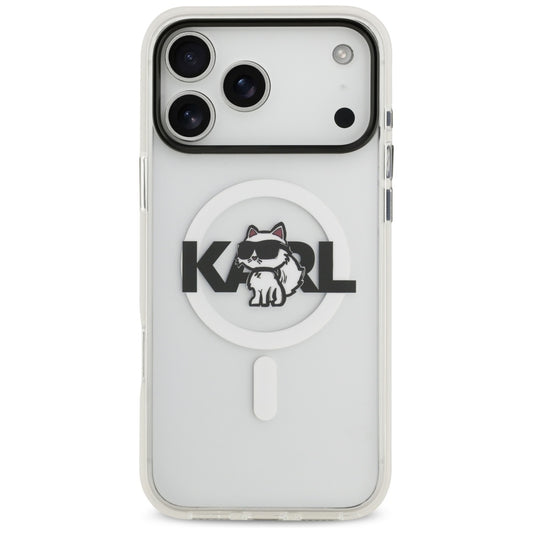 MagSafe Hülle für Apple iPhone 17 Pro, Karl Lagerfeld, IML Sketch Logo Choupette, Transparent