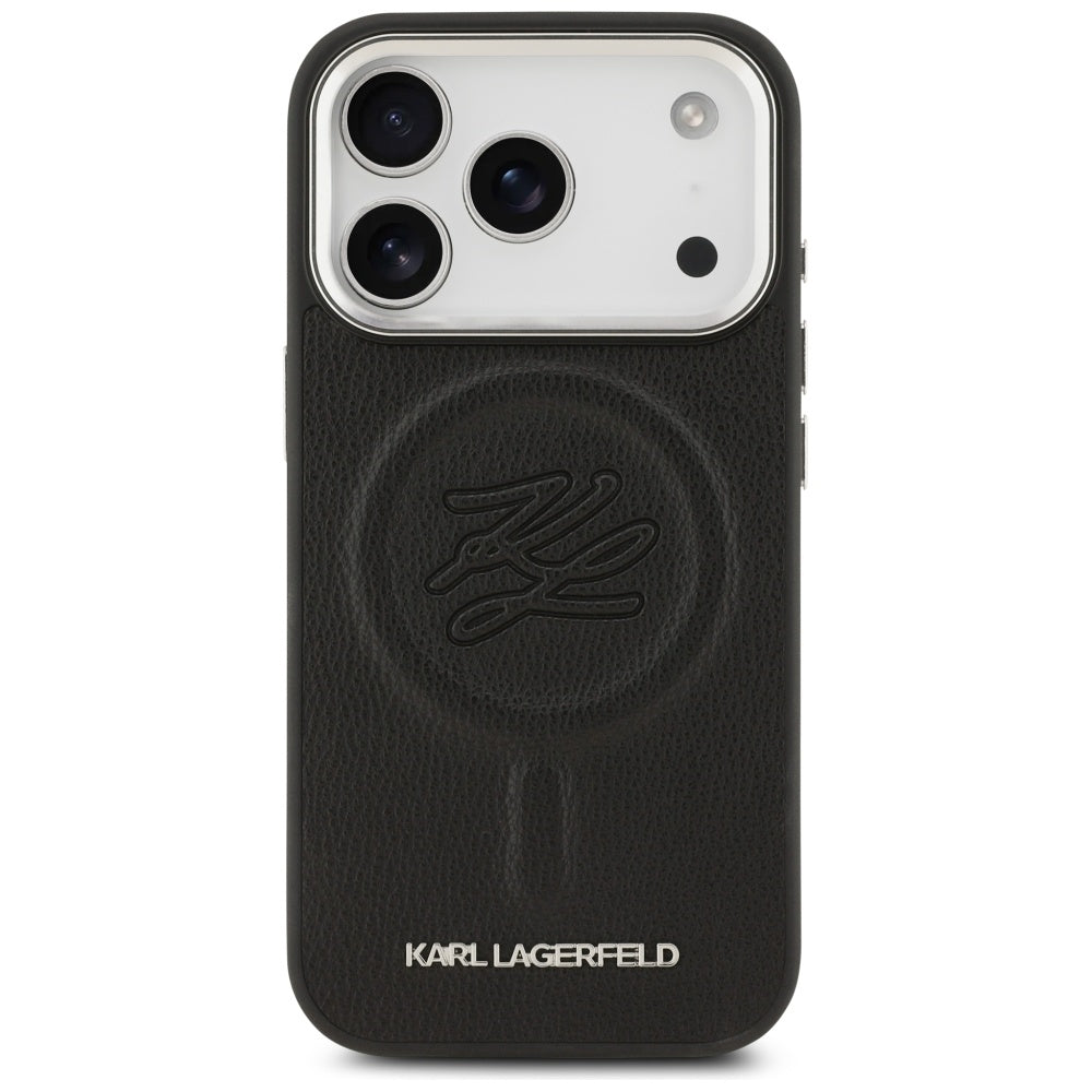 MagSafe Hülle für Apple iPhone 17 Pro, Karl Lagerfeld, Initial & Metal Logo, Schwarz