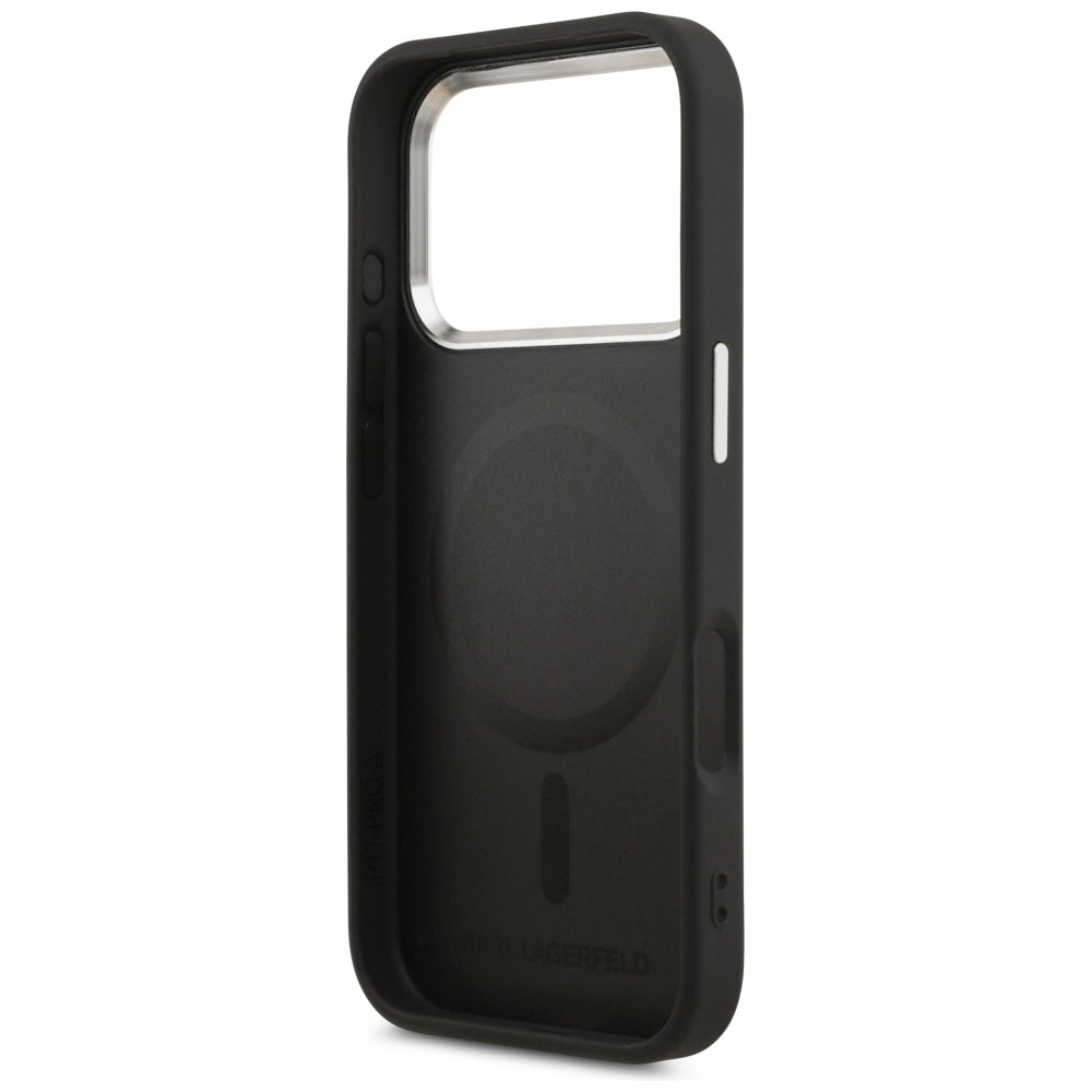MagSafe Case for Apple iPhone 17 Pro, Karl Lagerfeld, Point & Metal Logo, Black
