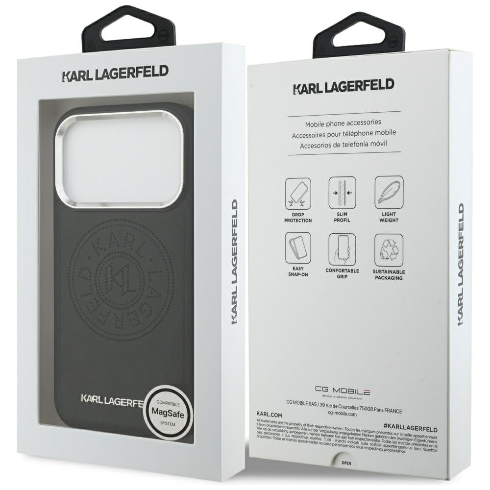 MagSafe Case for Apple iPhone 17 Pro, Karl Lagerfeld, Point & Metal Logo, Black