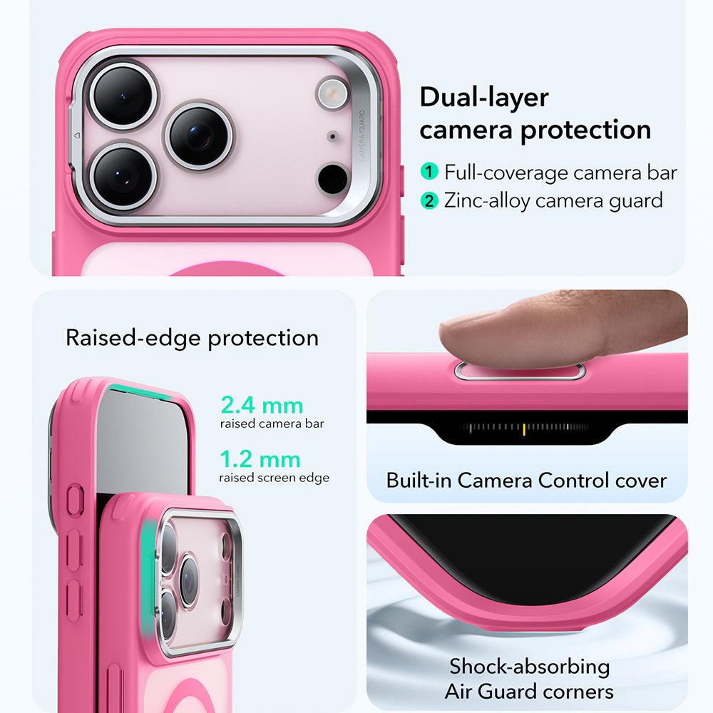 MagSafe Hülle für Apple iPhone 17 Pro Max, ESR, Classic Hybrid Kickstand, Satinrosa