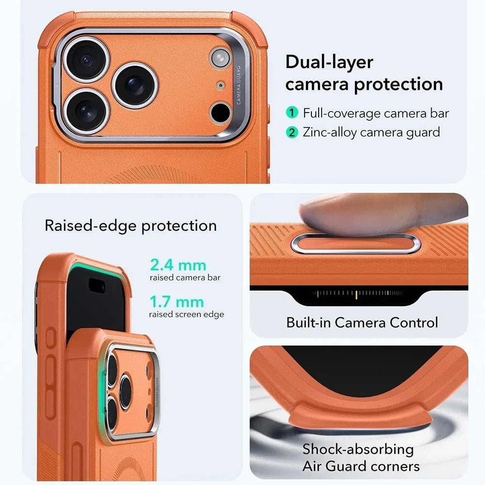 MagSafe Hülle für Apple iPhone 17 Pro Max, ESR, Cyber Armor Kickstand, Orange