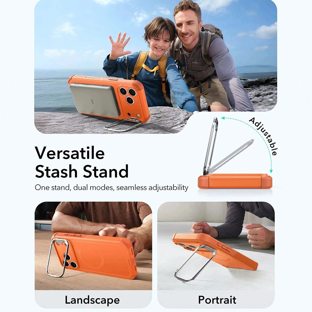 MagSafe Hülle für Apple iPhone 17 Pro Max, ESR, Cyber Armor Kickstand, Orange