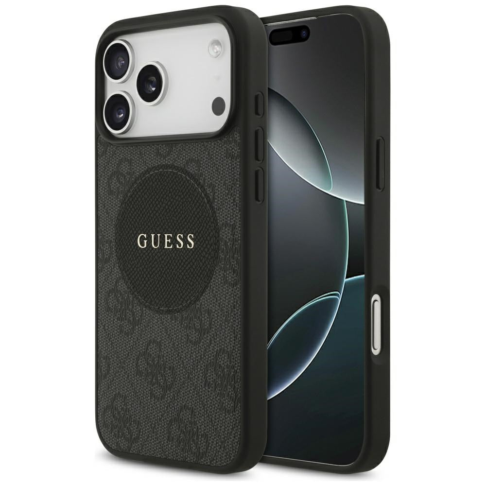 MagSafe Hülle für Apple iPhone 17 Pro Max, Guess, 4G Circle Classic Logo, Schwarz