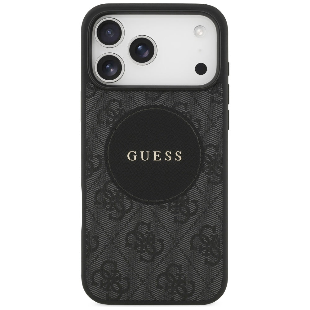 MagSafe Hülle für Apple iPhone 17 Pro Max, Guess, 4G Circle Classic Logo, Schwarz