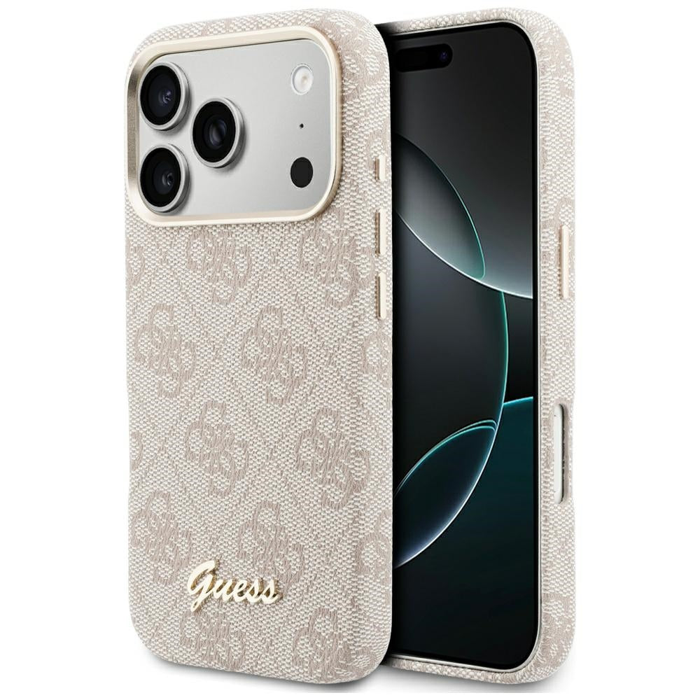MagSafe Case for Apple iPhone 17 Pro Max, Guess, 4G Script Logo, Pink