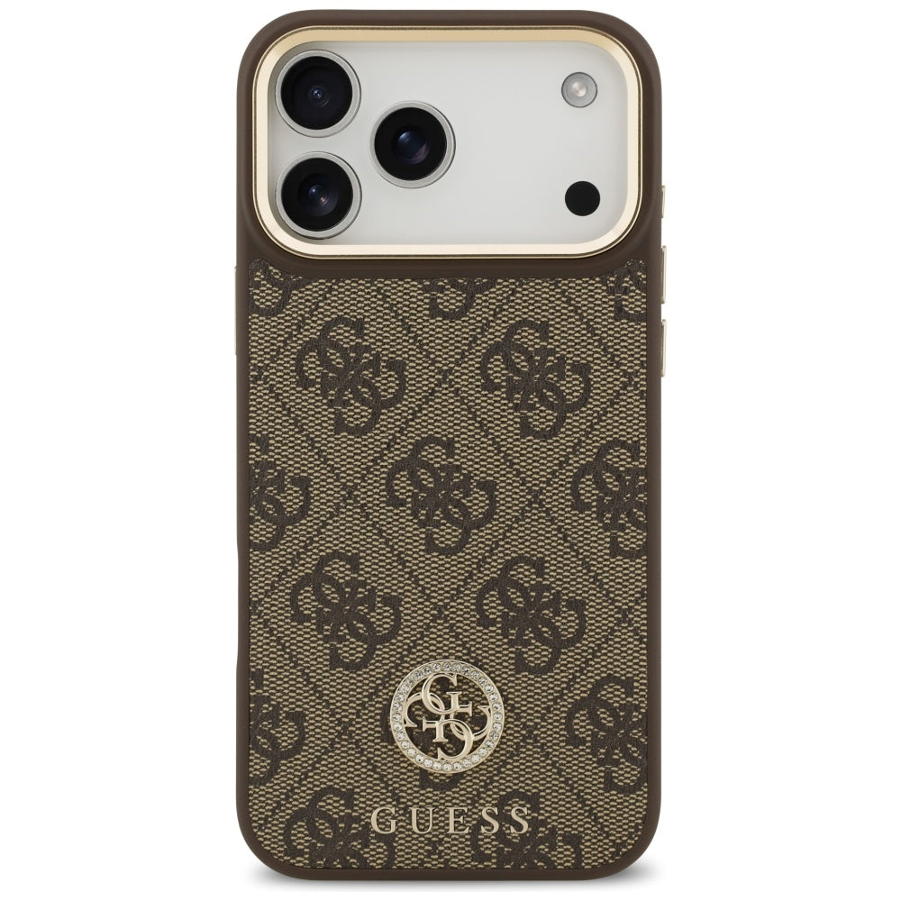 MagSafe Hülle für Apple iPhone 17 Pro Max, Guess, 4G Strass Logo, Braun