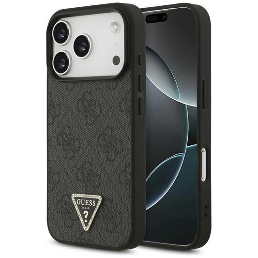 MagSafe Hülle für Apple iPhone 17 Pro Max, Guess, 4G Triangle Strass, Schwarz