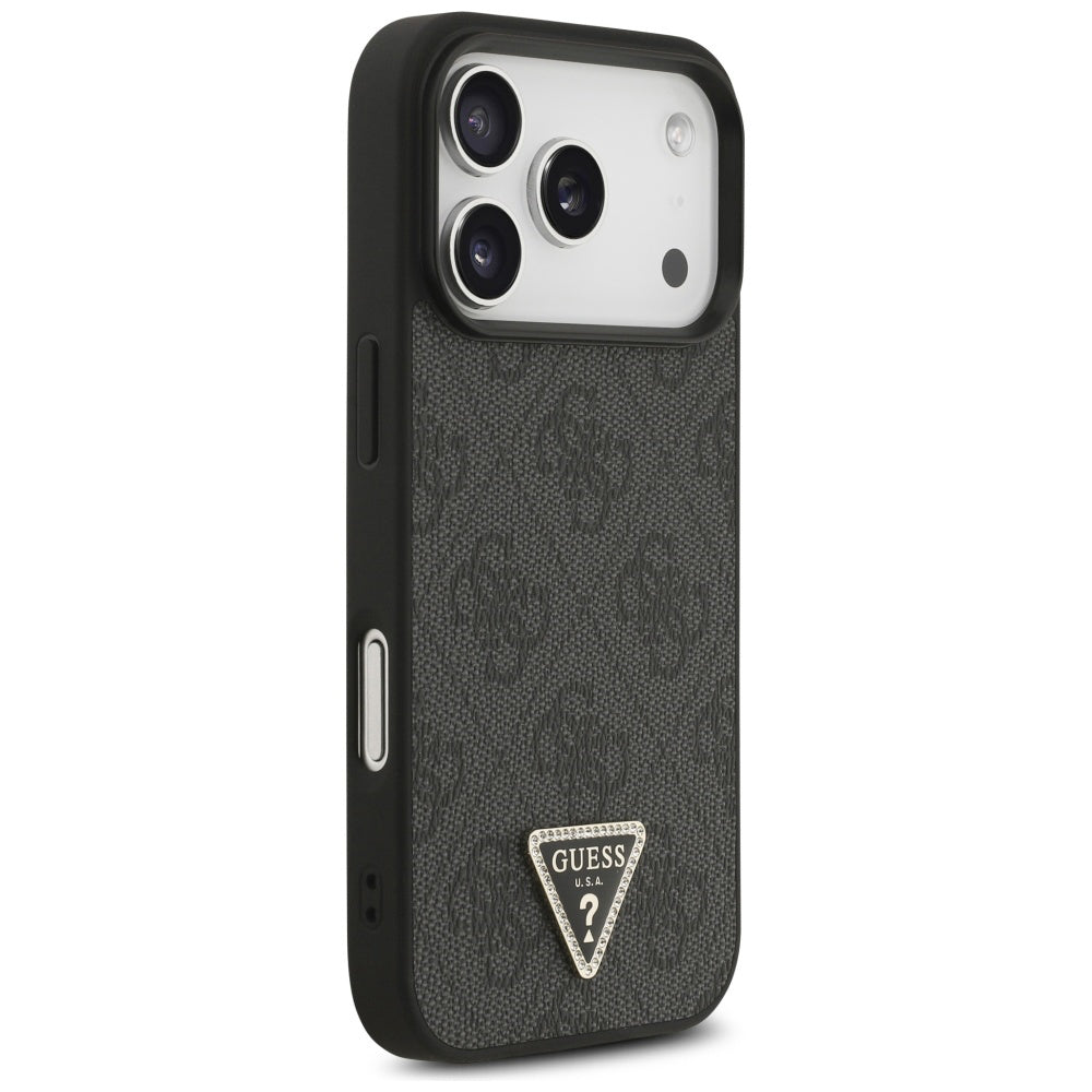 MagSafe Hülle für Apple iPhone 17 Pro Max, Guess, 4G Triangle Strass, Schwarz