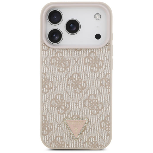 MagSafe Hülle für Apple iPhone 17 Pro Max, Guess, 4G Triangle Strass, Rosa