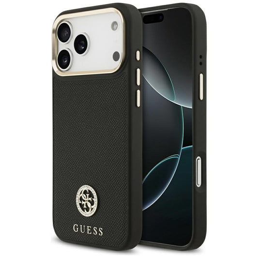 MagSafe Hülle für Apple iPhone 17 Pro Max, Guess, Grained Strass Logo, Schwarz