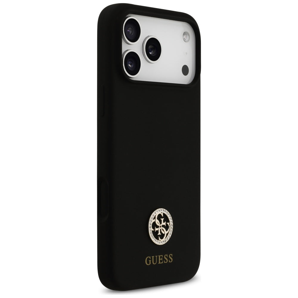 MagSafe Hülle für Apple iPhone 17 Pro Max, Guess, Logo Strass 4G, Schwarz