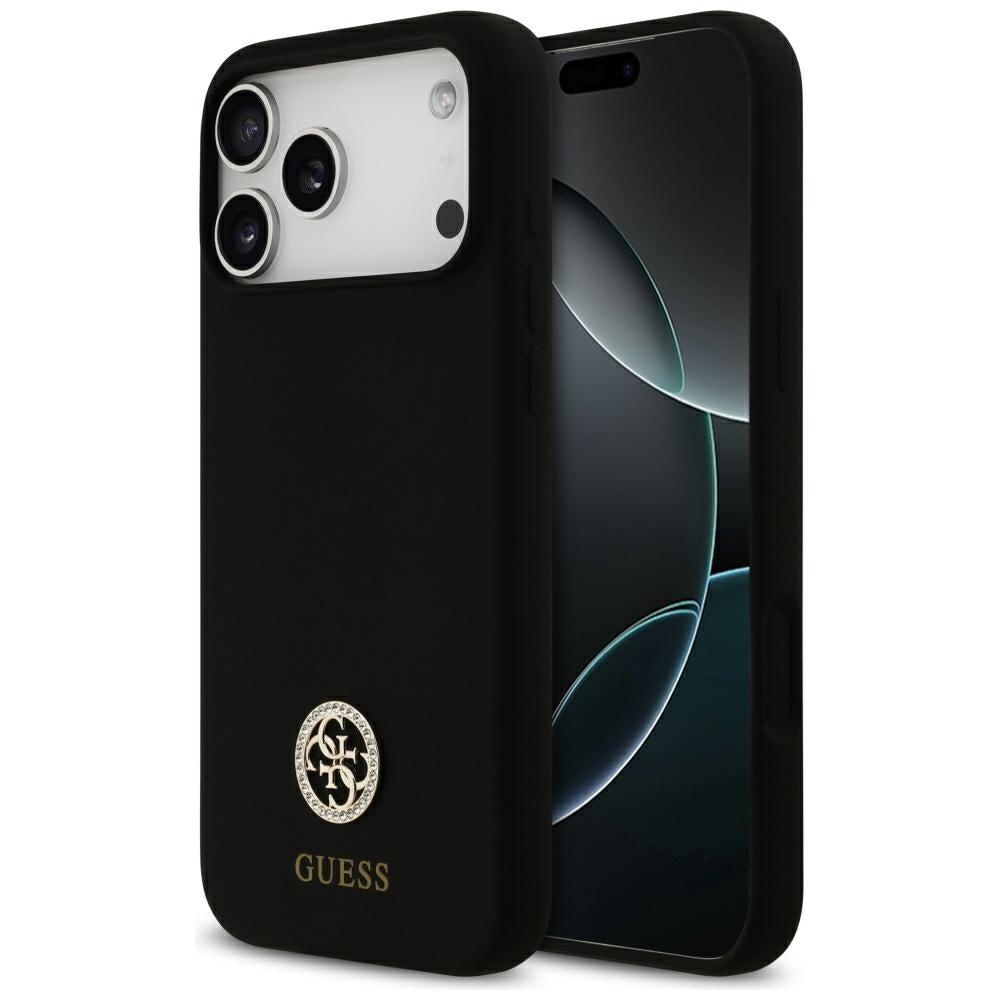 MagSafe Hülle für Apple iPhone 17 Pro Max, Guess, Logo Strass 4G, Schwarz