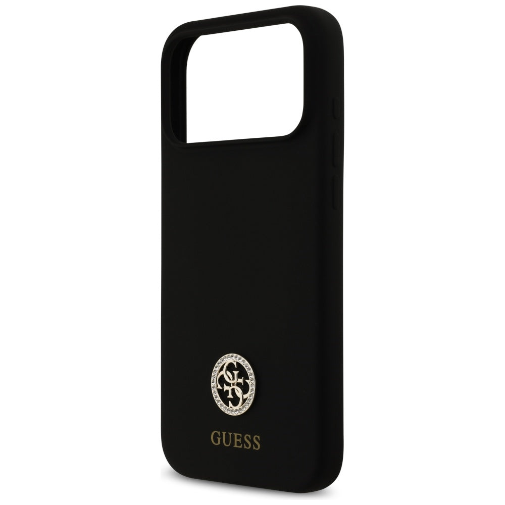 MagSafe Hülle für Apple iPhone 17 Pro Max, Guess, Logo Strass 4G, Schwarz