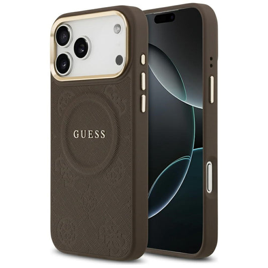 MagSafe Hülle für Apple iPhone 17 Pro Max, Guess, Peony Hot Stamp, Braun