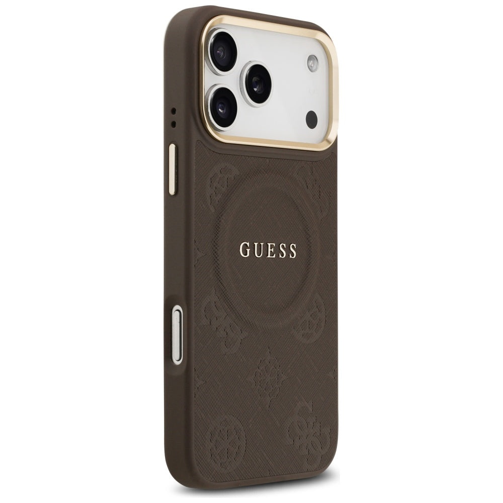 MagSafe Hülle für Apple iPhone 17 Pro Max, Guess, Peony Hot Stamp, Braun
