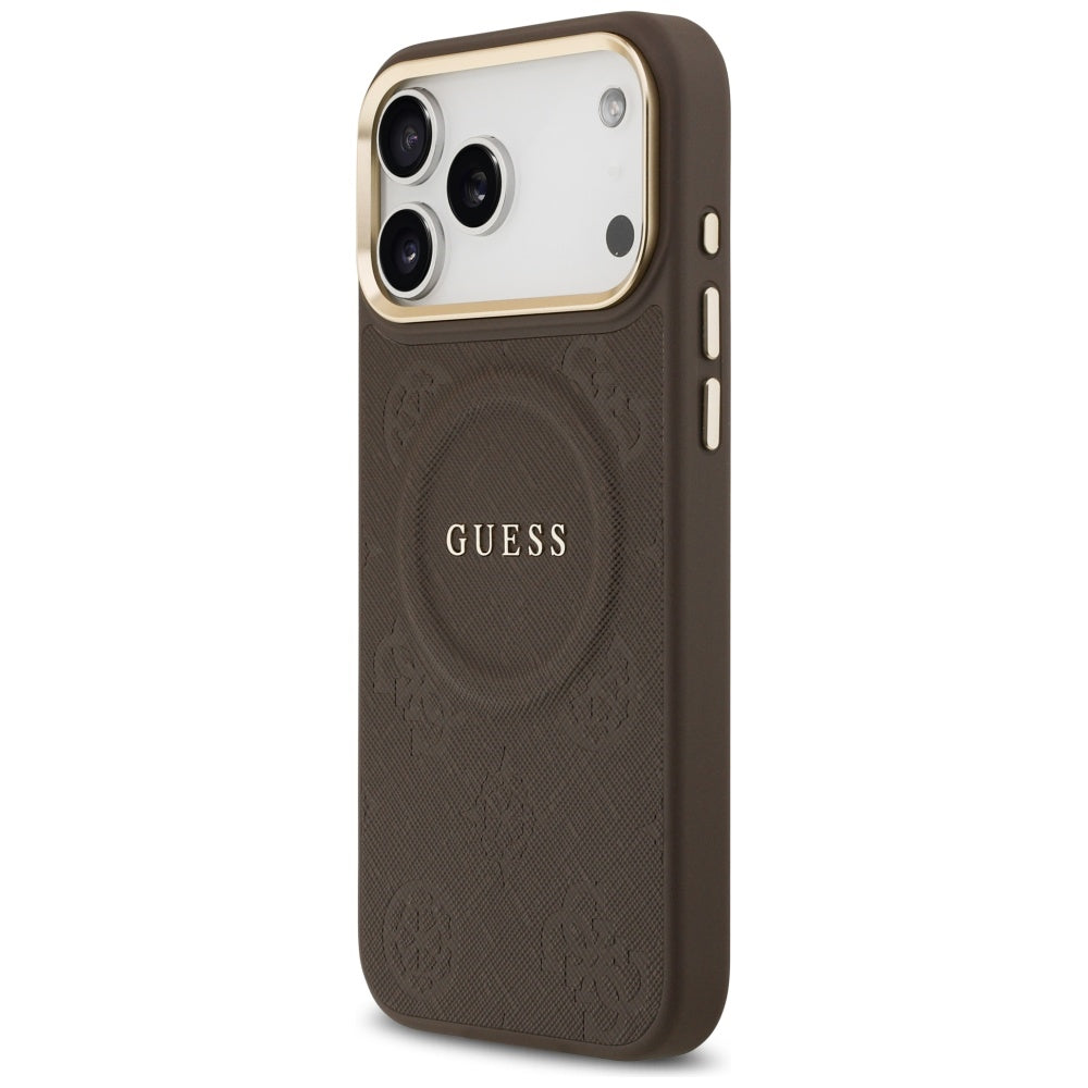 MagSafe Hülle für Apple iPhone 17 Pro Max, Guess, Peony Hot Stamp, Braun