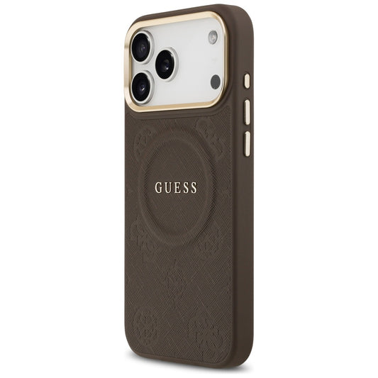 MagSafe Hülle für Apple iPhone 17 Pro Max, Guess, Peony Hot Stamp, Braun
