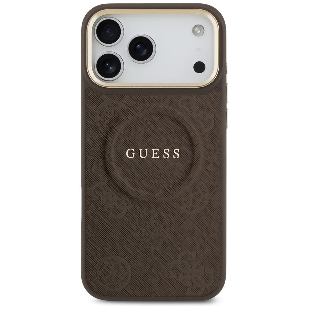 MagSafe Hülle für Apple iPhone 17 Pro Max, Guess, Peony Hot Stamp, Braun